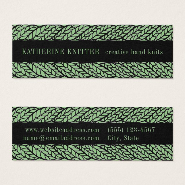 SAGE CABLE KNIT 3x1 Cartão de Visita Mini (Frente & Verso)