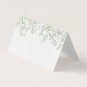 Sage Chinoiserie Floral Place Card Decência da Mes