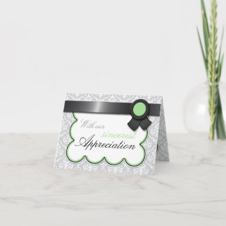 Sage & Cinza Damask Elegante Obrigado Cartões