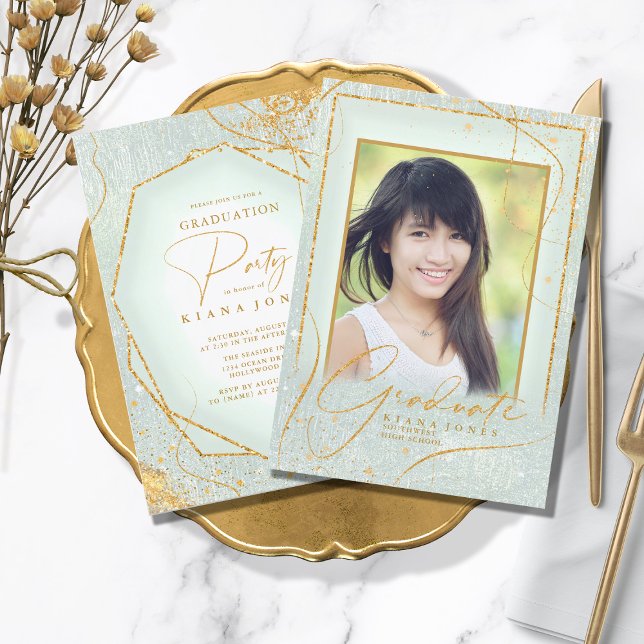 Sage de graduação de Abstrato Dourado Linhas Finas (Criador carregado)