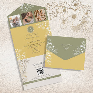 Sage e Amarelo Floral Casamento de Primavera