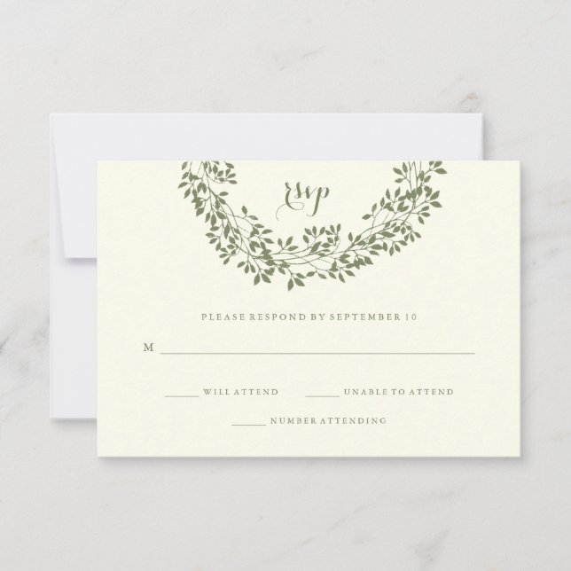 Sage e Ivory Rustic Wreath RSVP (Frente)