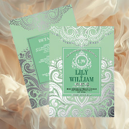 Sage Elegant Artdeco Diamond Monograma Casamento