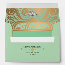 Sage Elegante Artdeco Diamante Ouro Casamento