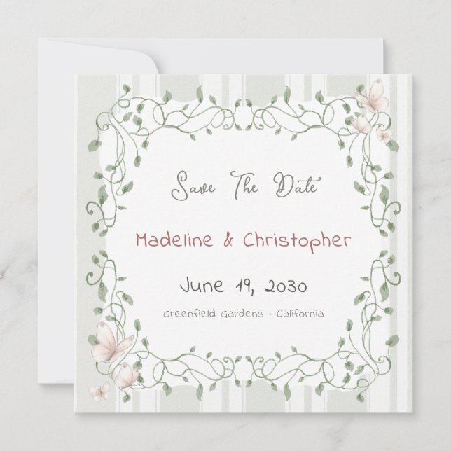 Sage Eucalyptus Wedding Save the Date (Frente)