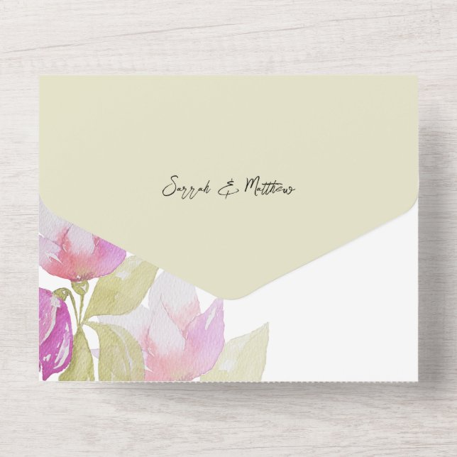 Sage Floral Elegante Verde E Rosa (Verso)