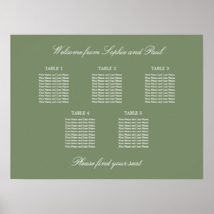 Sage Green 5 Mesa Gráfico de Casamento de Poster