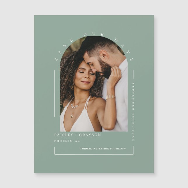 Sage Green Arch Photo Salve a Nossa Placa Magnétic (Frente)