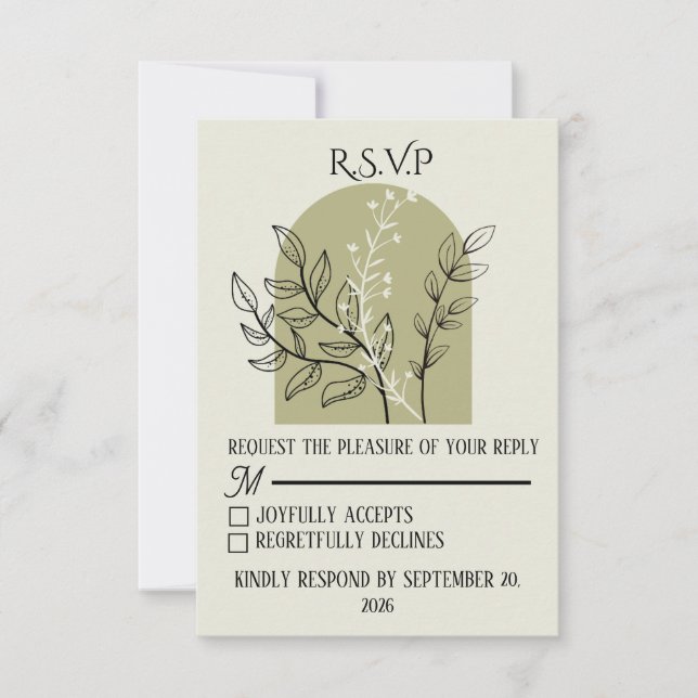 Sage Green Arch RSVP Card (Frente)