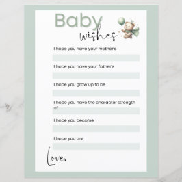 Sage Green Bear Baby Deseja O Jogo Do Chá de frald