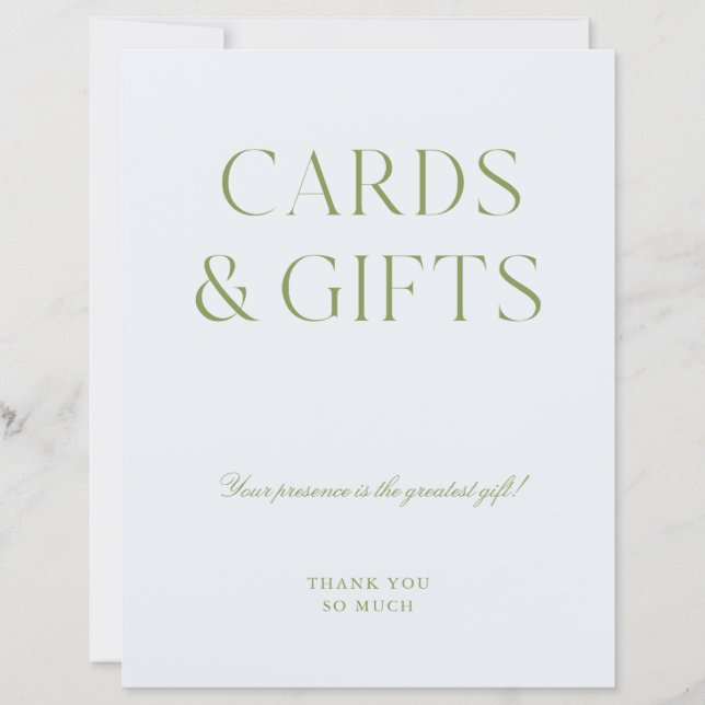 Sage Green & Blue Cards & Gifts Sign (Frente)