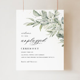 Sage Green Botanical Unplugged Ceremony Sign