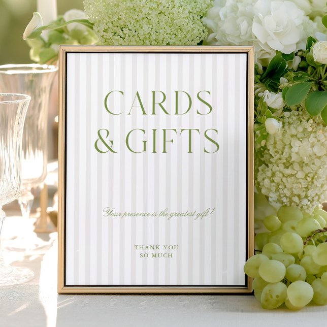 Sage Green Cards & Gifts - Sinal de Casamento (Elegant Sage Green Cards & Gifts Wedding Sign)