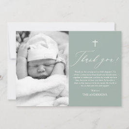 Sage Green Cross Boy Fotografia Baptism Cartões de