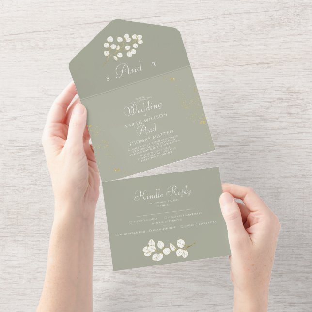 Sage Green Dourada deixa o casamento verde em um s (Aba destacável)