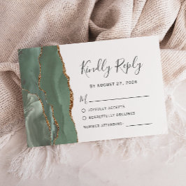 Sage Green Dourado Agate Weding RSVP