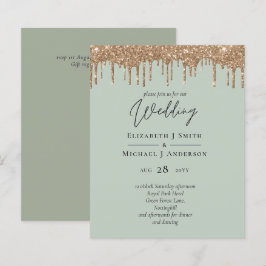 Sage Green - Dourado Esboço de Casamento com Liter