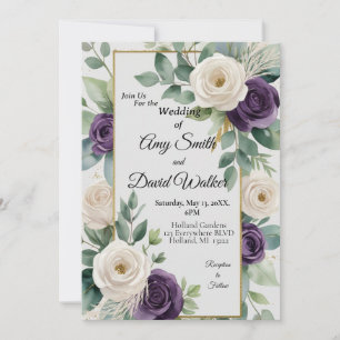 Sage Green e Purple Floral convite para o casament