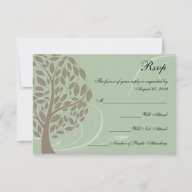 Sage Green e Soft Brown Estilizaram Eco Tree RSVP (Frente)