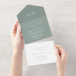 Sage Green Elegant Casamento Minimalista