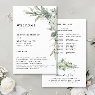 Sage Green Eucalyptus Botanical Weding Program