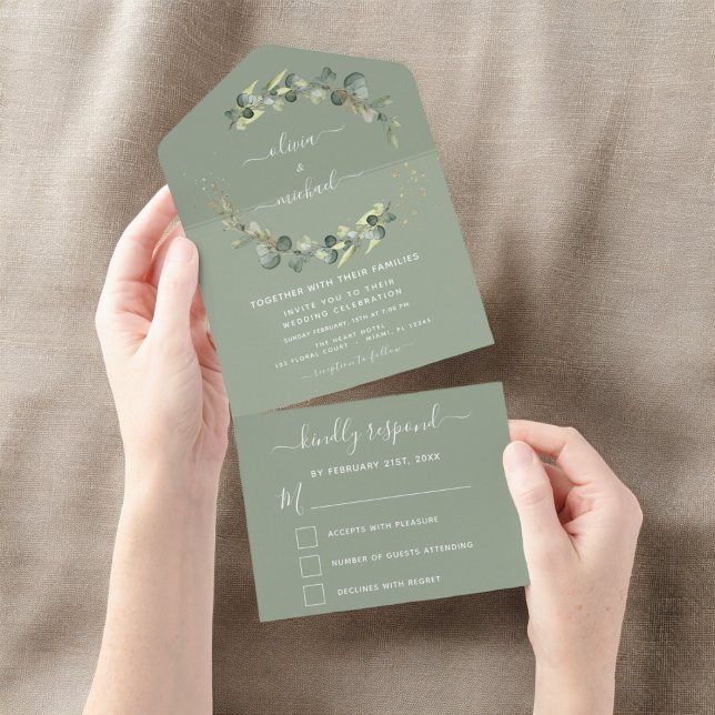 Sage Green Eucalyptus Greenery Casamento Elegante (Criador carregado)