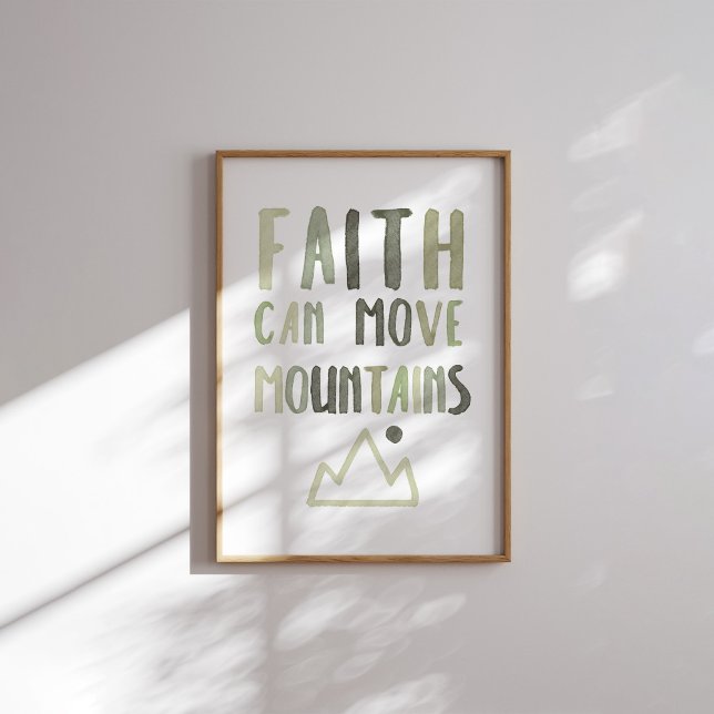 Sage green Faith pode mover suas montanhas poster (Criador carregado)