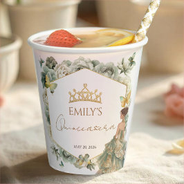 Sage Green Floral Butterfly Tiara Quinceañera