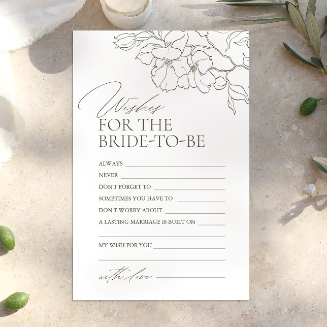 Sage Green floral: cartão de aconselhamento e dese (Sage Green floral wedding advice & wishes card)