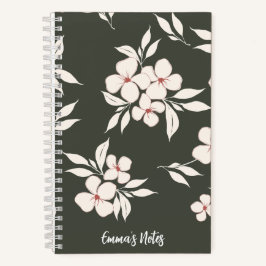 Sage green floral notebook espiral | diário