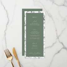 Sage Green Floral Weding Menu e Obrigado