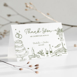 Sage Green Hand Desenhou Casamento Whimsical Obrig
