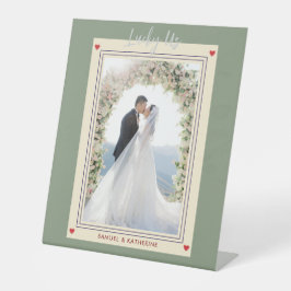 Sage Green Lucky Us Playing Card Wedding Photo