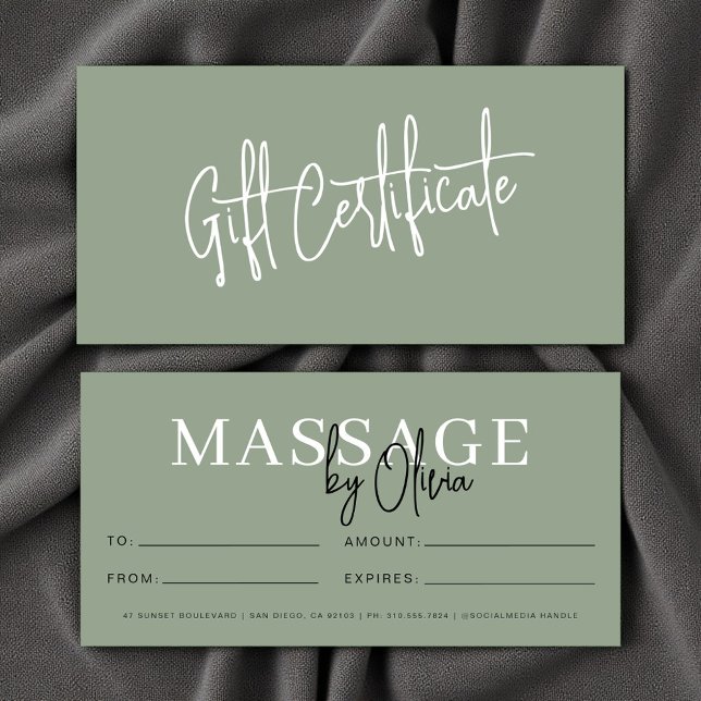 Sage Green Massage Therapist Gift Certificates (Criador carregado)