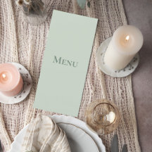 Sage Green Minimalist Wedding Menu Card
