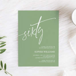 Sage Green Minimalista 60º Convite de Aniversário