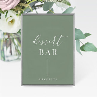 Sage Green Modern Elegant Weding Dessert Sign