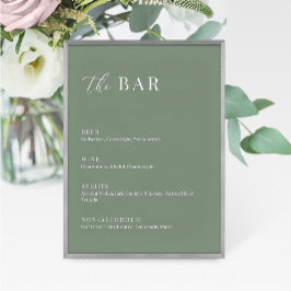 Sage Green Modern Elegant Weding The Bar Menu