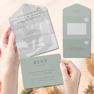 Sage Green Modern Photo Wedding