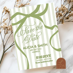 Sage Green Quirky Stripes Convite De Casamento