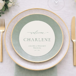 Sage Green Round Wedding Menu Card