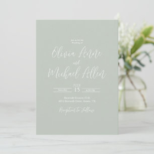 Sage Green Script Modern Weding Convite