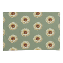 Sage Green Sunflower Floral Pillowcase Set