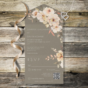 Sage Green Vintage Cream Floral Código QR