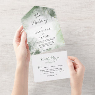 Sage Green Watercolor Dourado Splash Casamento