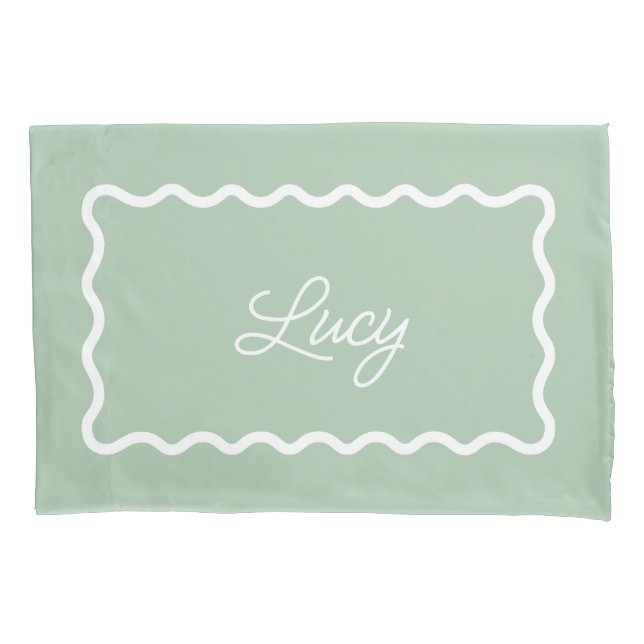 Sage Green Wavy Scallop Frame Monogram (Frente)