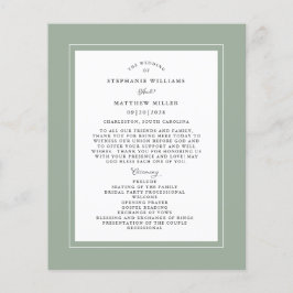 Sage Green Wedding Ceremony Elegant Budget Program