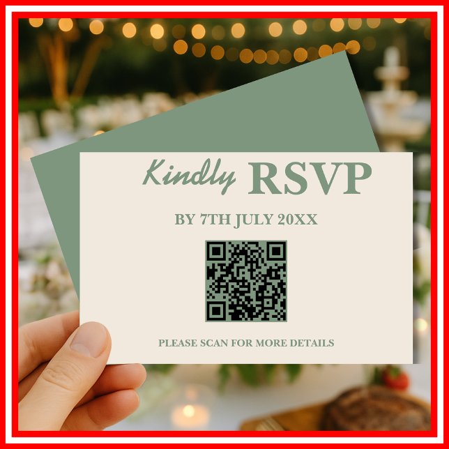 Sage Green Wedding Código QR RSVP (Criador carregado)