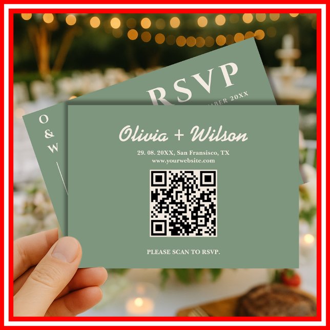 Sage Green Wedding Código QR RSVP (Criador carregado)