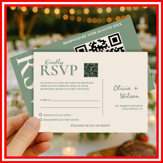 Sage Green Wedding Código QR RSVP (Criador carregado)